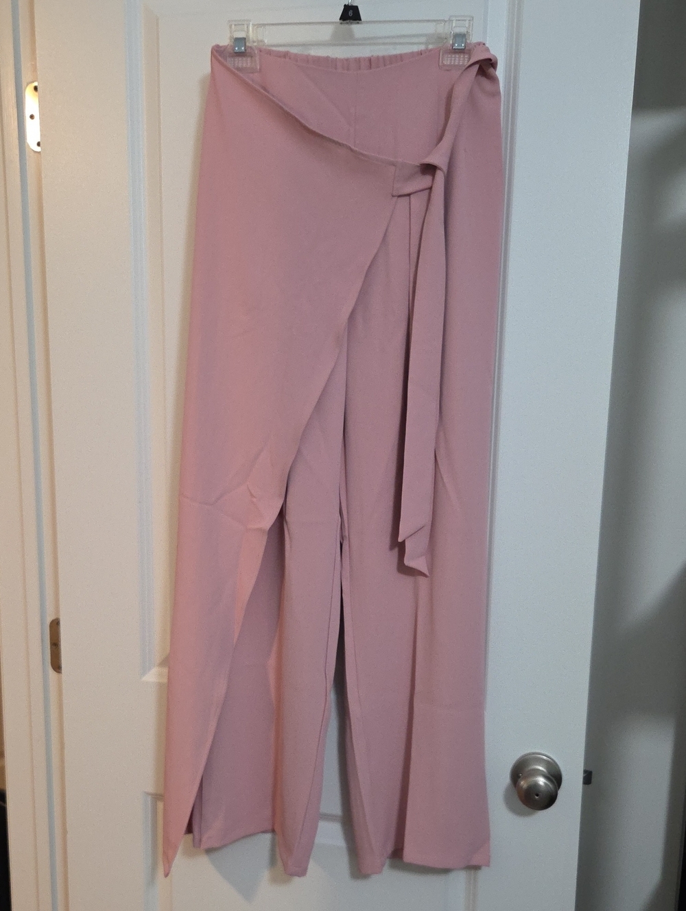 HALARA Dusty Pink Wrap-Front Wide Leg Pants